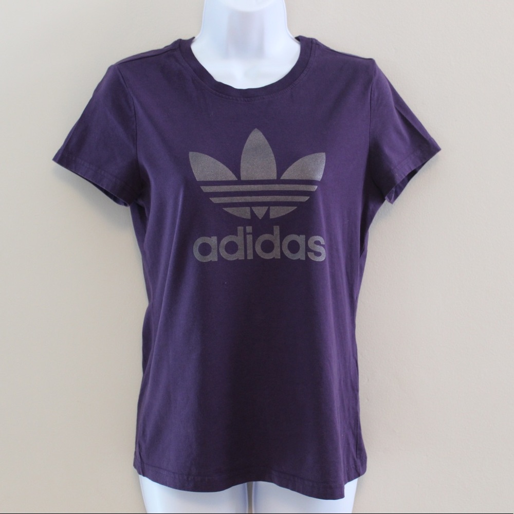 Adidas Women’s Purple Logo Crew Neck T Shirt Med